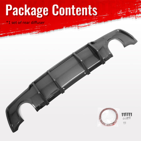 Fits 11-14 Chrysler 300 Rear Bumper Lip Diffuser PP Carbon Fiber Print 3PCS