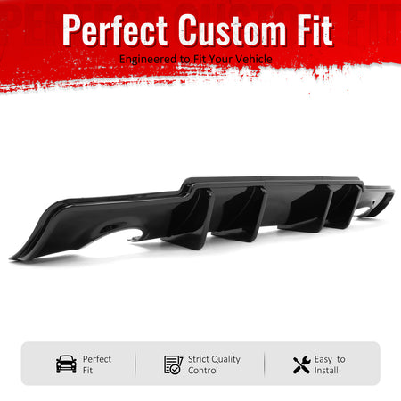 Fit 2011-2014 Chrysler 300 Gloss Black PP 3PCS Rear Diffuser Bumper Lip