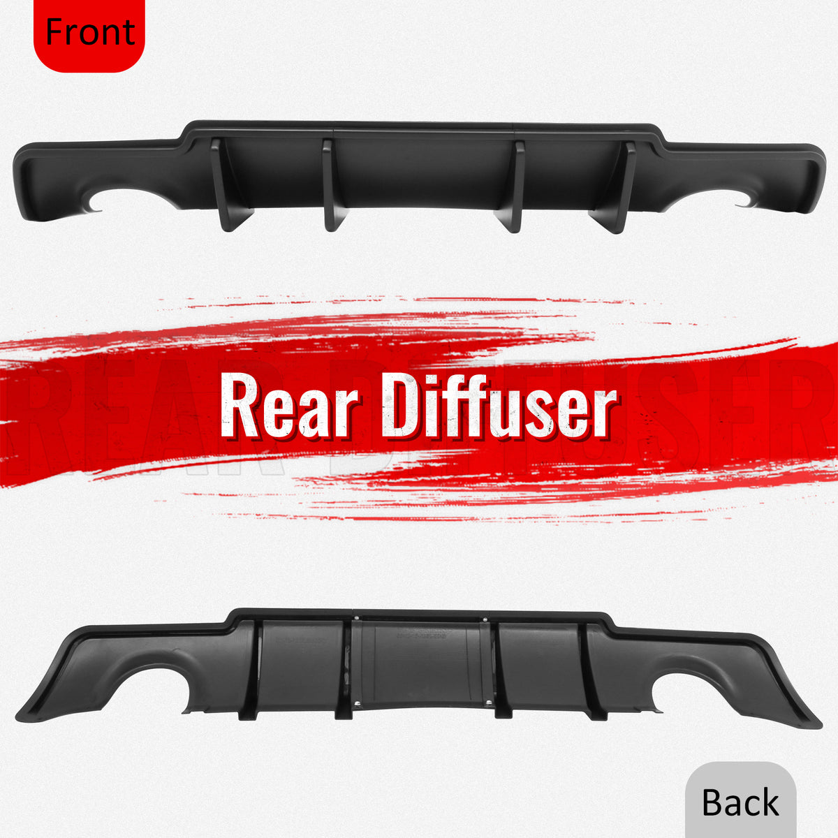 Fits 11-14 Chrysler 300 Rear Bumper Lip Diffuser Valance PP Matte Black 3PCS