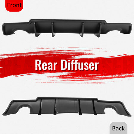 Fits 11-14 Chrysler 300 Rear Bumper Lip Diffuser Valance PP Matte Black 3PCS