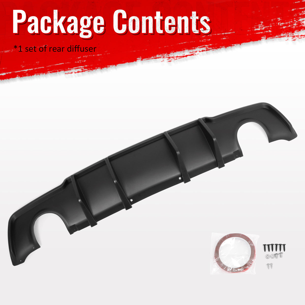 Fits 11-14 Chrysler 300 Rear Bumper Lip Diffuser Valance PP Matte Black 3PCS