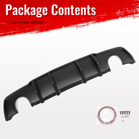 Fits 11-14 Chrysler 300 Rear Bumper Lip Diffuser Valance PP Matte Black 3PCS