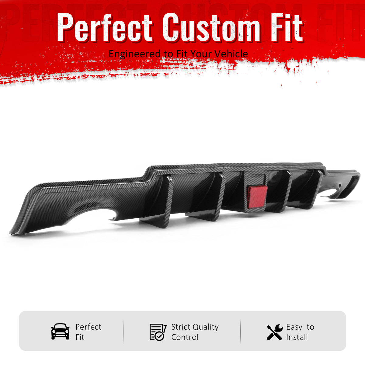 Fit 2011-2014 Chrysler 300 Carbon Fiber Print PP Rear Bumper Diffuser W/LED