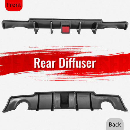 Fits 11-14 Chrysler 300 Rear Bumper Lip Diffuser W/LED Carbon Fiber Print 3PCS