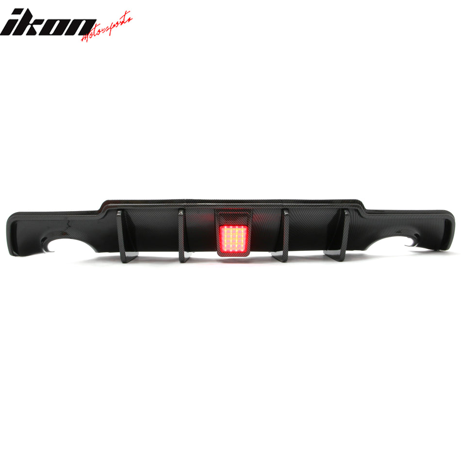 2011-2014 Chrysler 300 3PCS Rear Bumper Lip Diffuser Lower Valance W/LED Light Exterior Auto Parts Painted Carbon Fiber Print PP Polypropylene