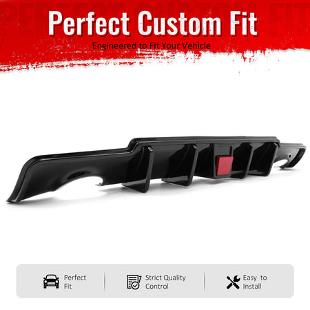 Fit 2011-2014 Chrysler 300 Gloss Black PP Rear Diffuser Bumper Lip W/LED