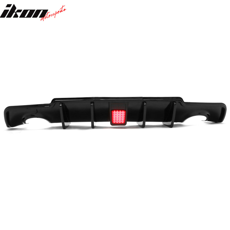2011-2014 Chrysler 300 3PCS Rear Bumper Lip Diffuser Lower Valance W/LED Light Exterior Auto Parts Painted Gloss Black PP Polypropylene