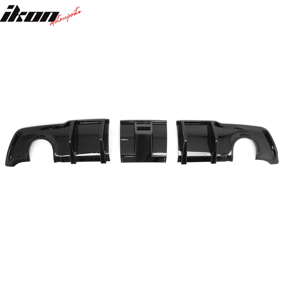 Fits 11-14 Chrysler 300 Rear Lower Bumper Lip Diffuser W/LED PP Gloss Black 3PCS
