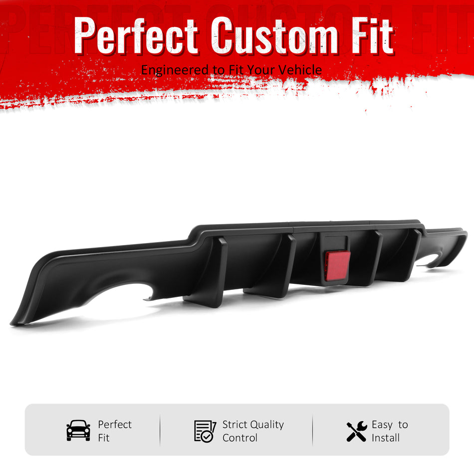 Fit 2011-2014 Chrysler 300 Matte Black PP Rear Diffuser Bumper Lip W/LED