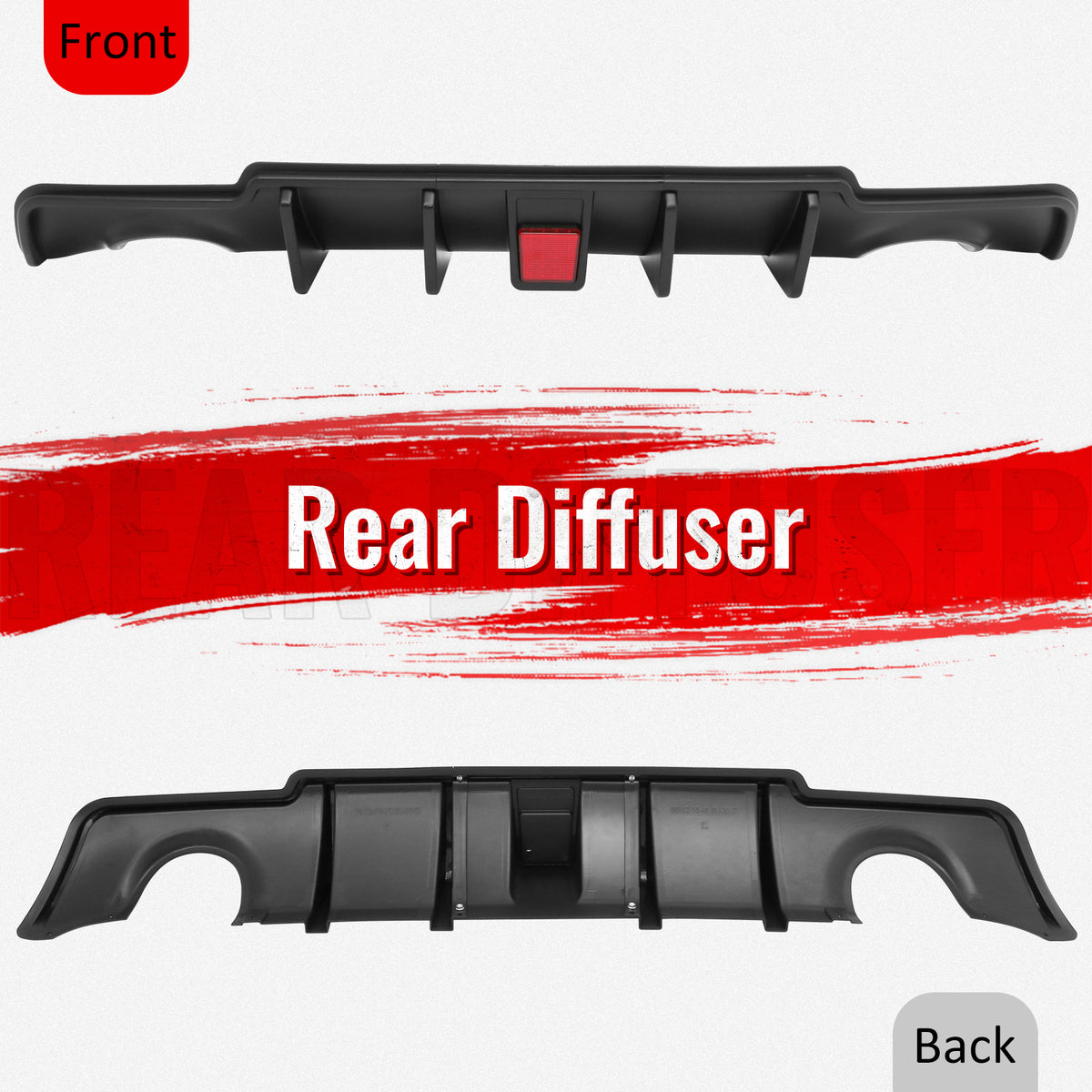 Fits 11-14 Chrysler 300 Rear Lower Bumper Lip Diffuser W/LED PP Matte Black 3PCS
