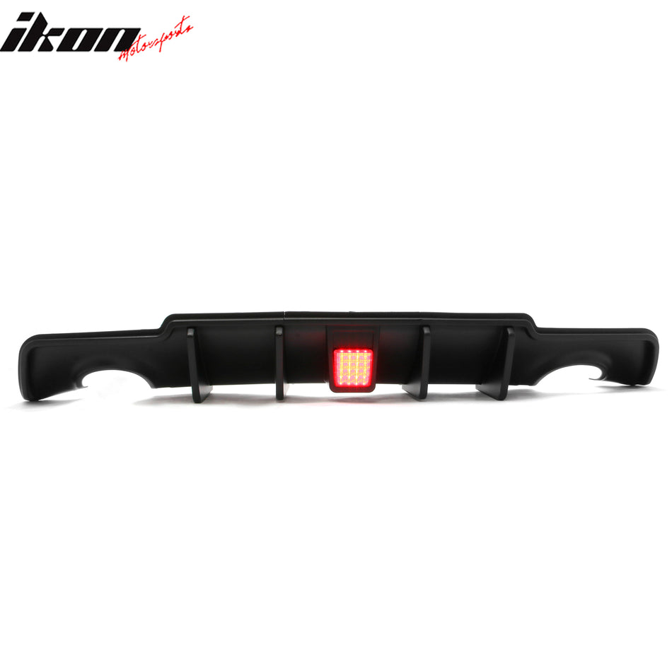 2011-2014 Chrysler 300 3PCS Rear Bumper Lip Diffuser Lower Valance W/LED Light Exterior Auto Parts Painted Matte Black PP Polypropylene