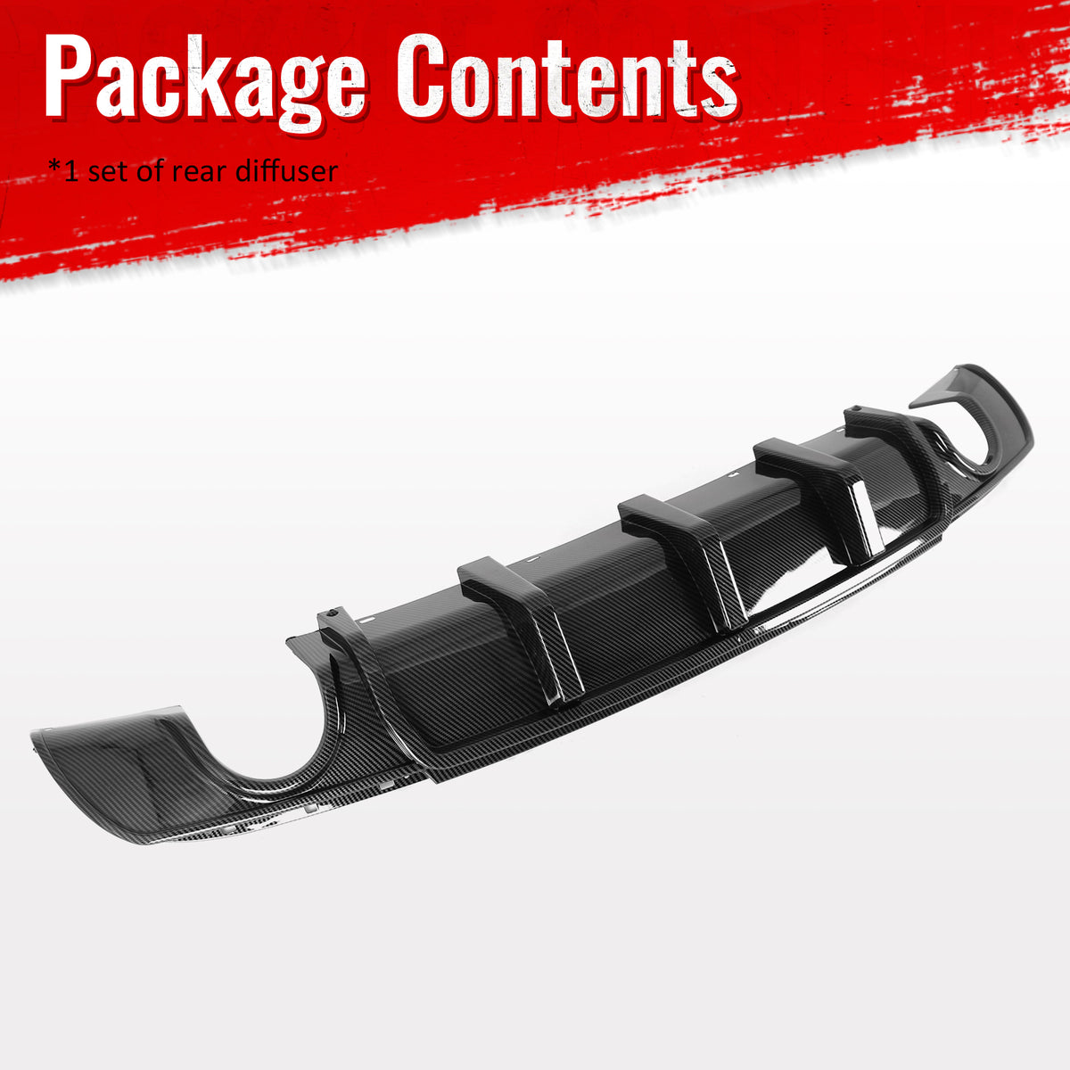 Fits 15-23 Chrysler 300 Rear Bumper Lip Diffuser Valance PP Carbon Fiber Print