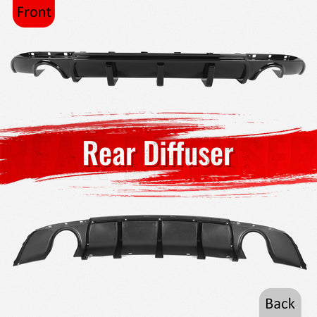 Fits 15-23 Chrysler 300 Rear Bumper Lip Diffuser Lower Valance PP Gloss Black