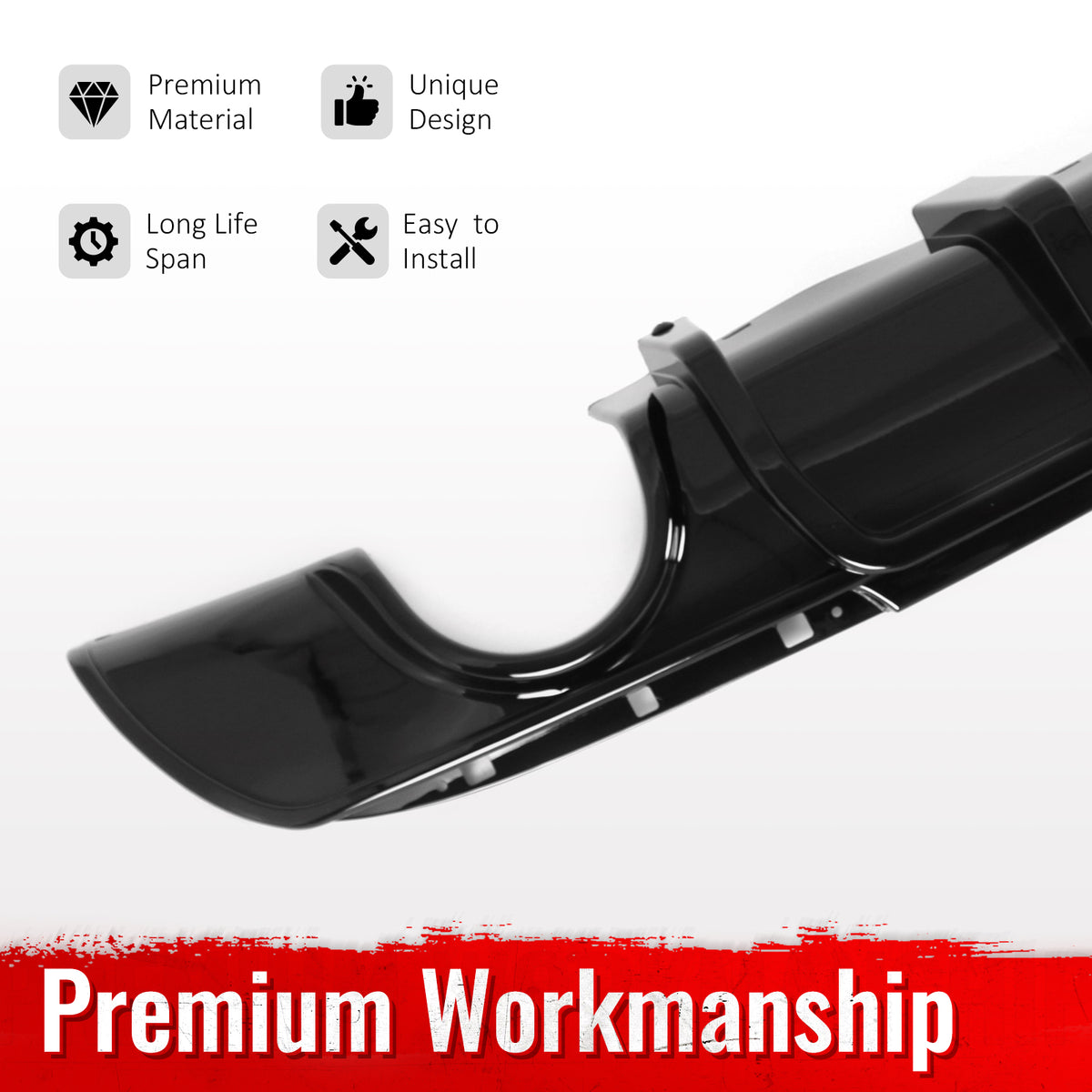 Fits 15-23 Chrysler 300 Rear Bumper Lip Diffuser Lower Valance PP Gloss Black
