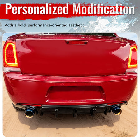 Fits 15-23 Chrysler 300 Rear Bumper Lip Diffuser Lower Valance PP Gloss Black
