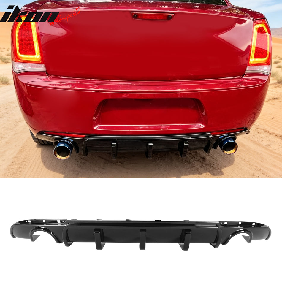 2015-2023 Chrysler 300 Rear Bumper Lip Diffuser Lower Valance Exterior Auto Parts Gloss Black PP Polypropylene