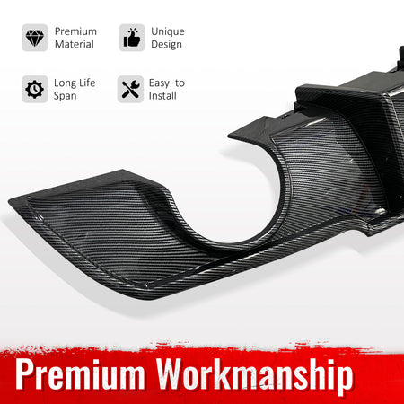 Fits 15-23 Chrysler 300 Shark Fin Rear Bumper Lip Diffuser PP Carbon Fiber Print