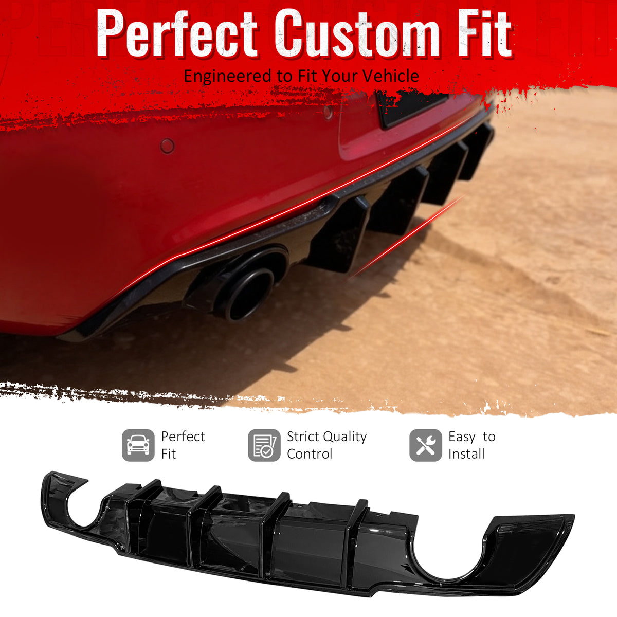Fit 2015-2023 Chrysler 300 Rear Diffuser Gloss Black