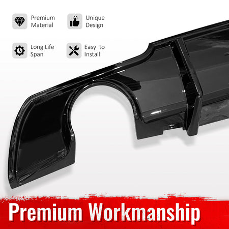 Fits 15-23 Chrysler 300 Gloss Black 4 Shark Fin Rear Bumper Lip Diffuser PP
