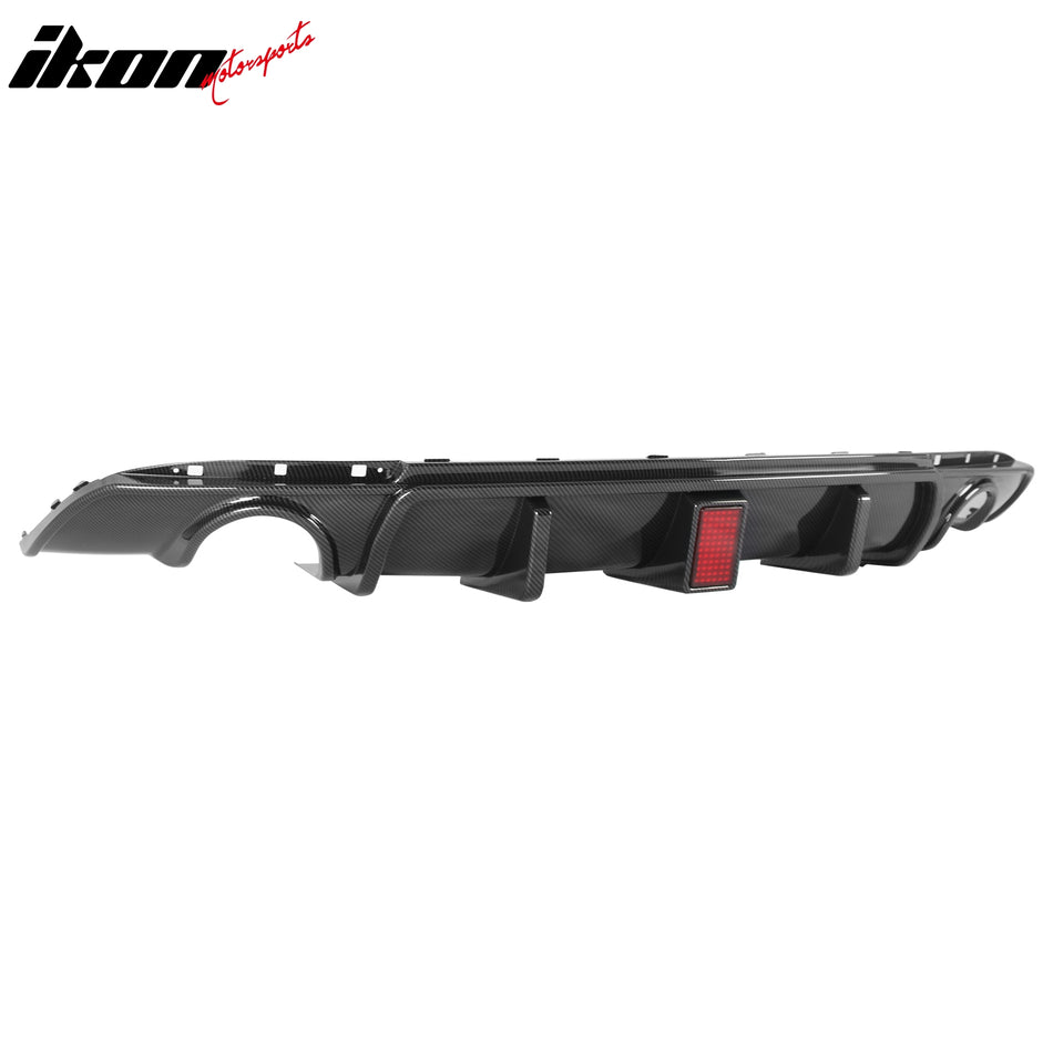 2015-2023 Chrysler 300 Rear Bumper Lip Diffuser Lower Valance W/LED Brake Light Exterior Auto Parts Carbon Fiber Print PP Polypropylene