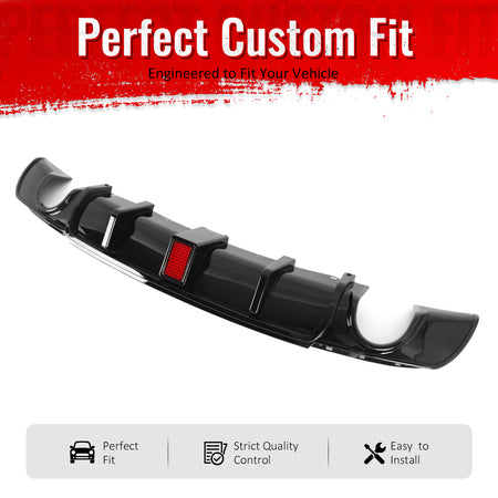 Fit 2015-2023 Chrysler 300 Gloss Black Rear Diffuser Bumper Lip W/LED