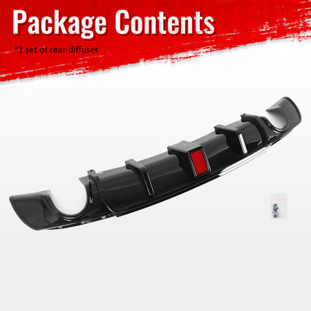Fits 15-23 Chrysler 300 Rear Bumper Lip Diffuser W/LED Light PP Gloss Black