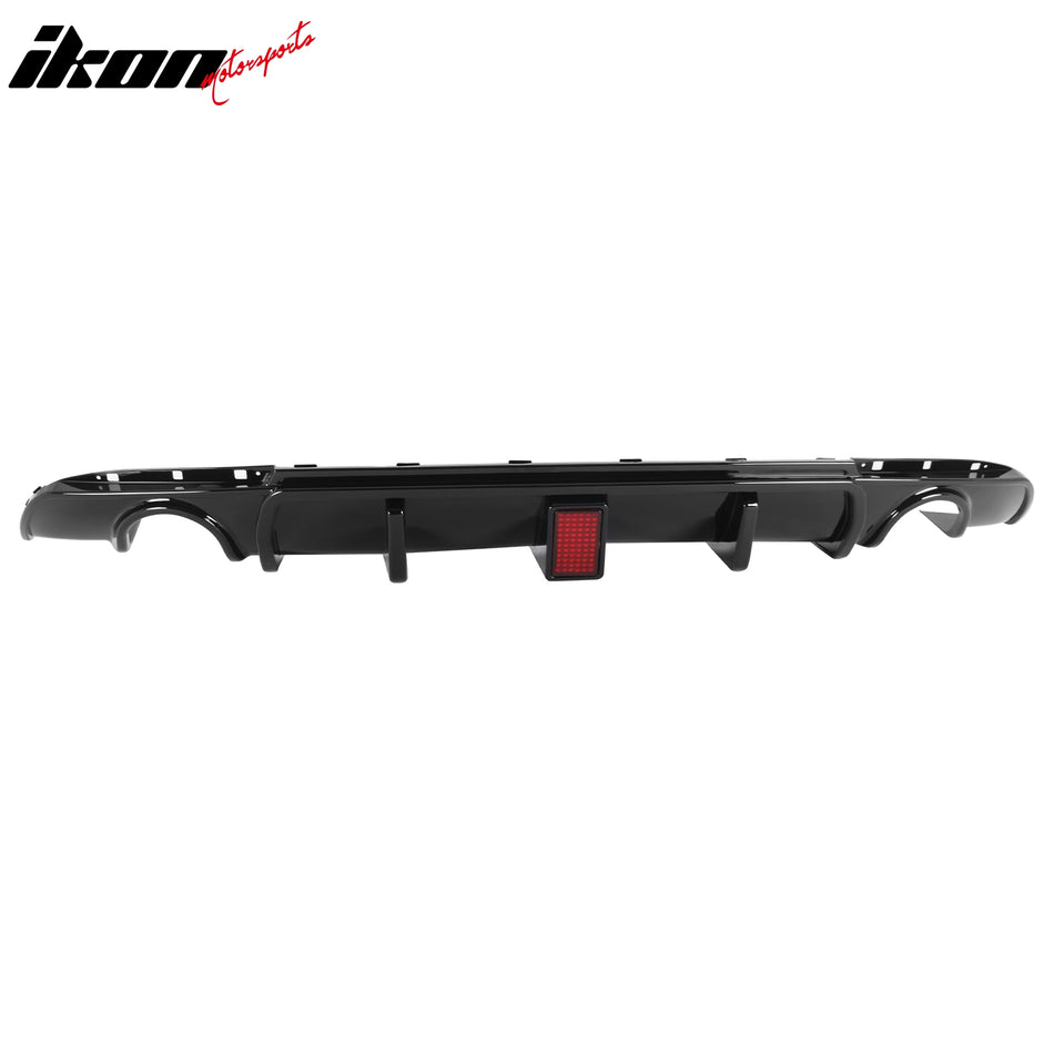 2015-2023 Chrysler 300 Rear Bumper Lip Diffuser Lower Valance W/LED Brake Light Exterior Auto Parts Gloss Black PP Polypropylene