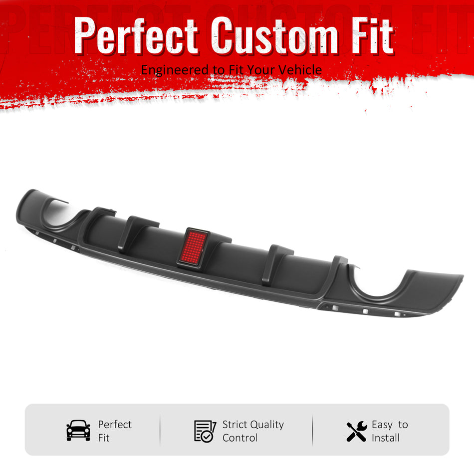 Fits 15-23 Chrysler 300 Rear Bumper Lip Diffuser W/LED Light PP Unpainted Black