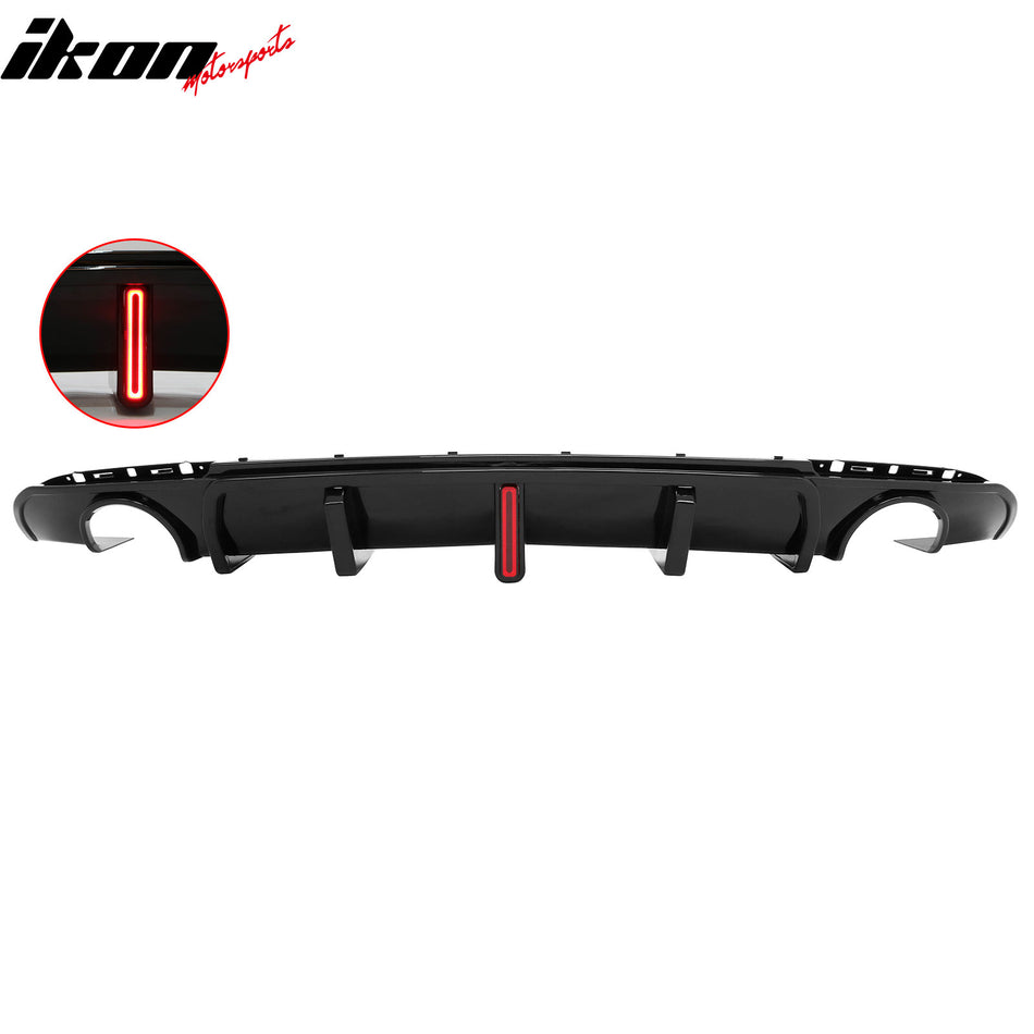 2015-2023 Chrysler 300 Gloss Black Rear Bumper Diffuser Shark Fin w/ LED Light