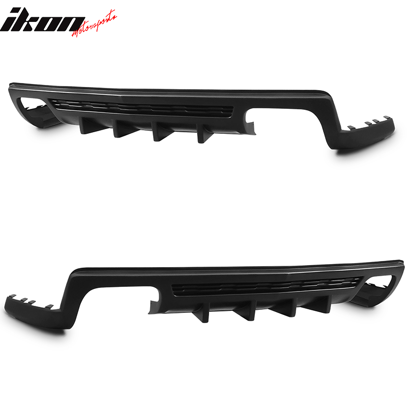 Rear Bumper Diffuser Compatible With 2010-2013 Chevy Camaro ZL1 Models Only, IKON Style PP Unpainted Black Shark Fin Chin Lip Spoiler By IKON MOTORSPORTS