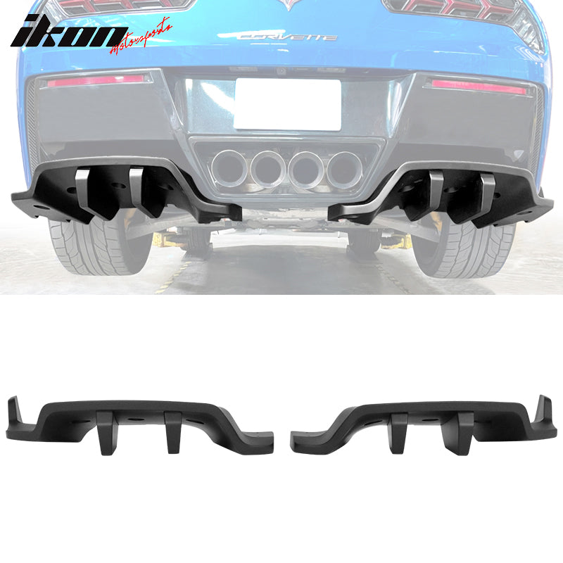 2014-2019 Chevy Corvette C7 Primer Black Rear Bumper Diffuser ABS