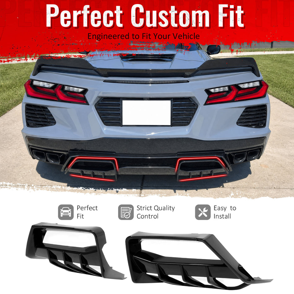Fit 2020-2026 Chevrolet Corvette C8 Stingray Z51 E-Ray Rear Bumper Diffuser