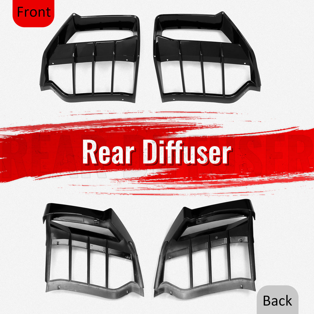 Fits 20-26 Chevy Corvette C8 Stingray Z51 E-Ray Rear Diffusers Gloss Black 2PCS