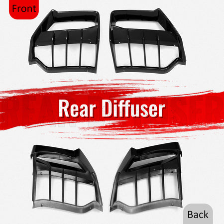 Fits 20-26 Chevy Corvette C8 Stingray Z51 E-Ray Rear Diffusers Gloss Black 2PCS