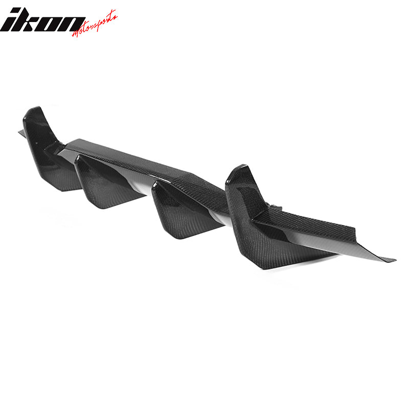 IKON MOTORSPORTS, Rear Bumper Diffuser Compatible With 2020-2023 Chevy Corvette C8 Stingray, IKON Style Carbon Fiber Gloss Black Rear Bumper Diffuser Lip Bodykits, 2021 2022