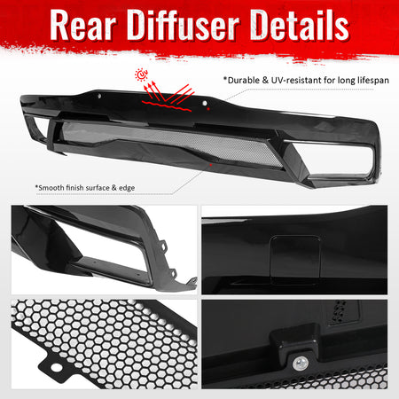 Fits 20-26 Chevy Corvette C8 Z51 Stingray OE Rear Bumper Diffuser Pearl Black PP