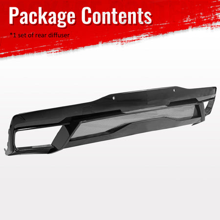 Fits 20-26 Chevy Corvette C8 Z51 Stingray OE Rear Bumper Diffuser Pearl Black PP