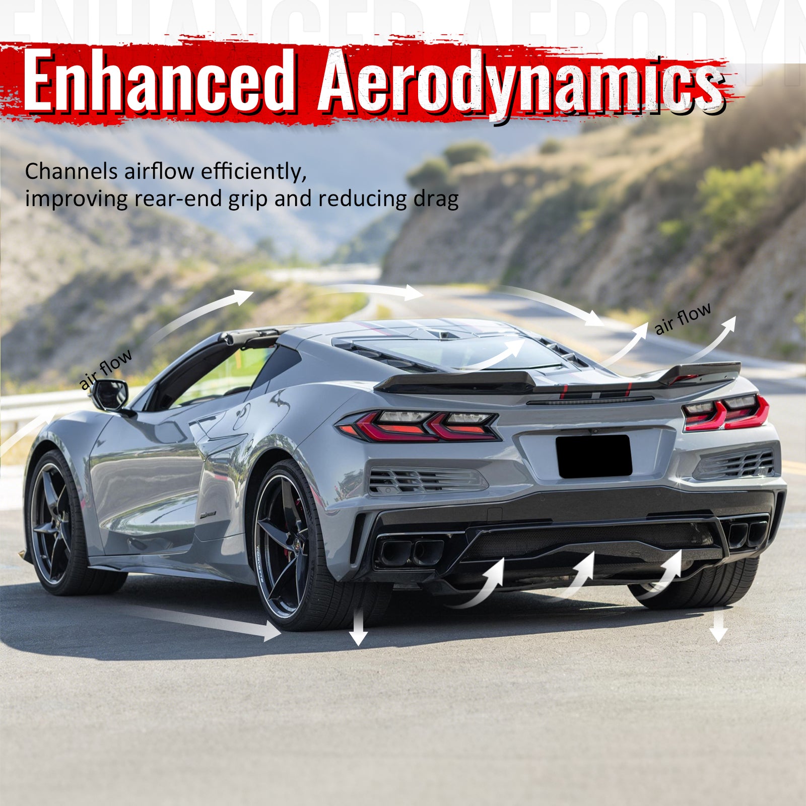 Fits 20-26 Chevy Corvette C8 Z51 Stingray OE Rear Bumper Diffuser Pearl Black PP