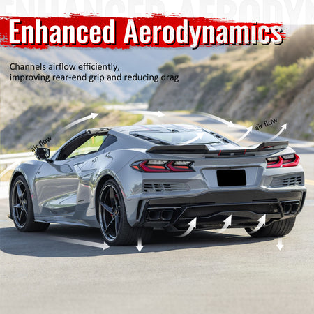 Fits 20-26 Chevy Corvette C8 Z51 Stingray OE Rear Bumper Diffuser Pearl Black PP