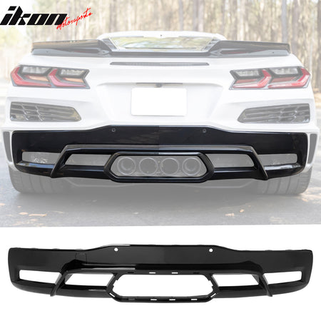 For 20-25 Chevy Corvette C8 Rear Bumper Diffuser Black Quad Exhaust Muffler Kit