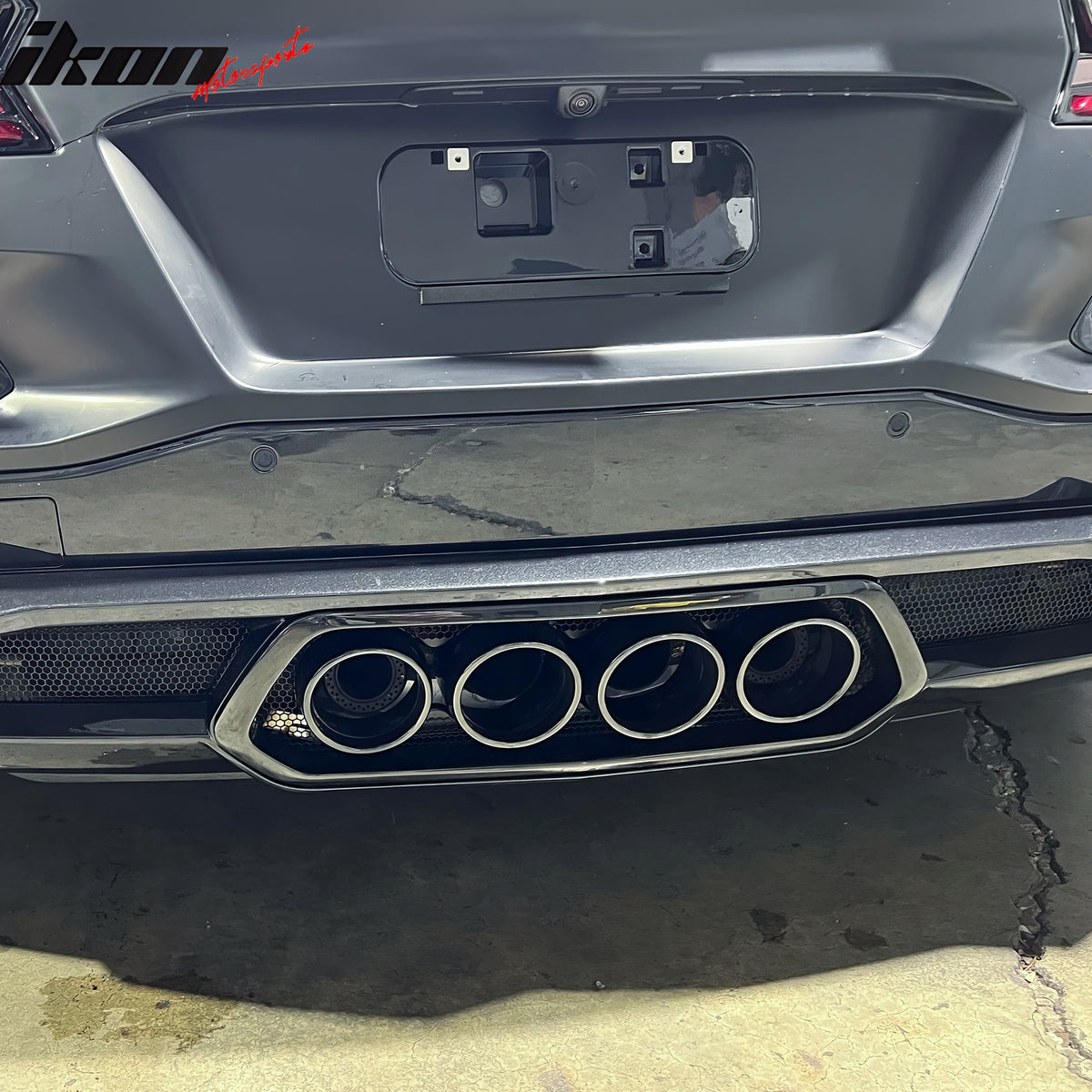Fits 20-25 Corvette C8 Rear Bumper Cover + Black Quad Exhaust Tip Trunk Spoiler