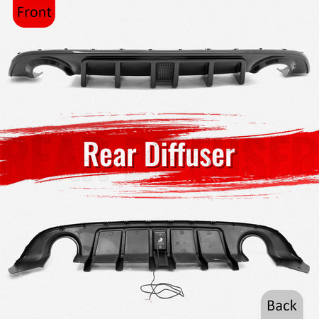 Fits 15-23 Dodge Charger SRT Carbon Fiber Print Rear Diffuser w/ Black LED Light