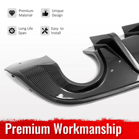 Fits 15-23 Dodge Charger SRT Carbon Fiber Print Rear Diffuser w/ Black LED Light