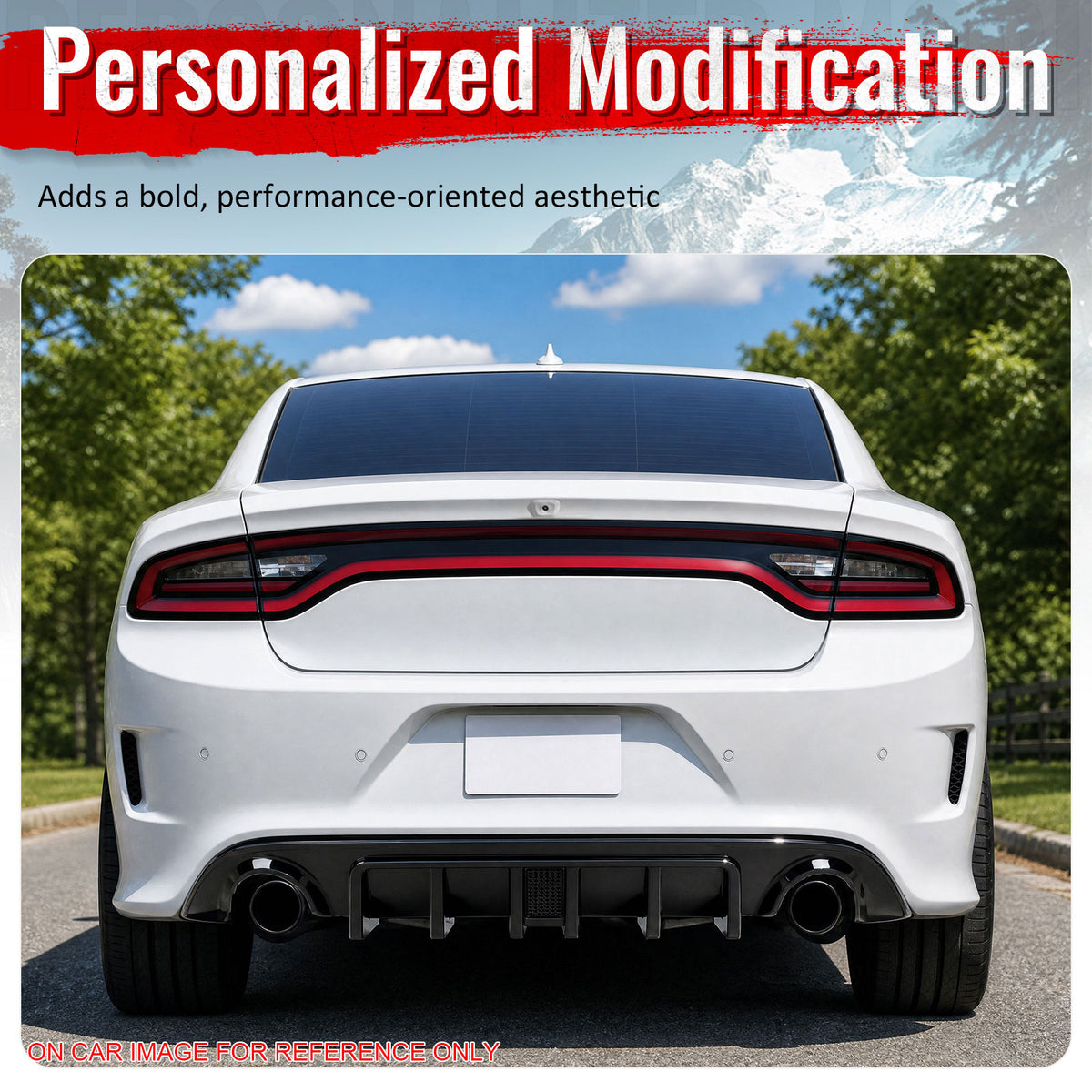 Fits 15-23 Dodge Charger SRT Carbon Fiber Print Rear Diffuser w/ Black LED Light