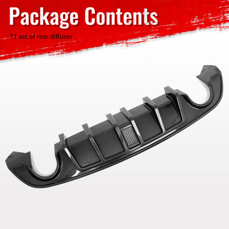 Fits 15-23 Dodge Charger SRT Carbon Fiber Print Rear Diffuser w/ Black LED Light
