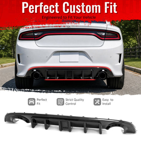 Fit 2015-2023 Dodge Charger SRT Rear Diffuser Bumper Lip w/ Black Light