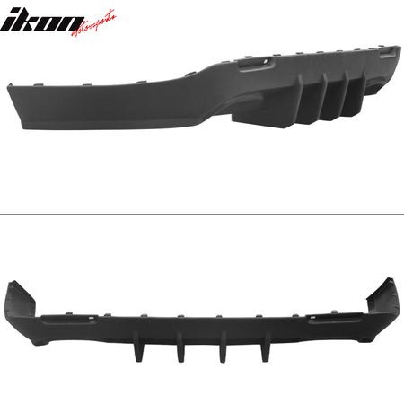 Rear Diffuser Compatible With 2015-2023 Dodge Challenger, Ikon Style PP Matte Black Lower Valance Cover Bumper Lip By IKON MOTORSPORTS, 2016 2017 2018 2019 2020