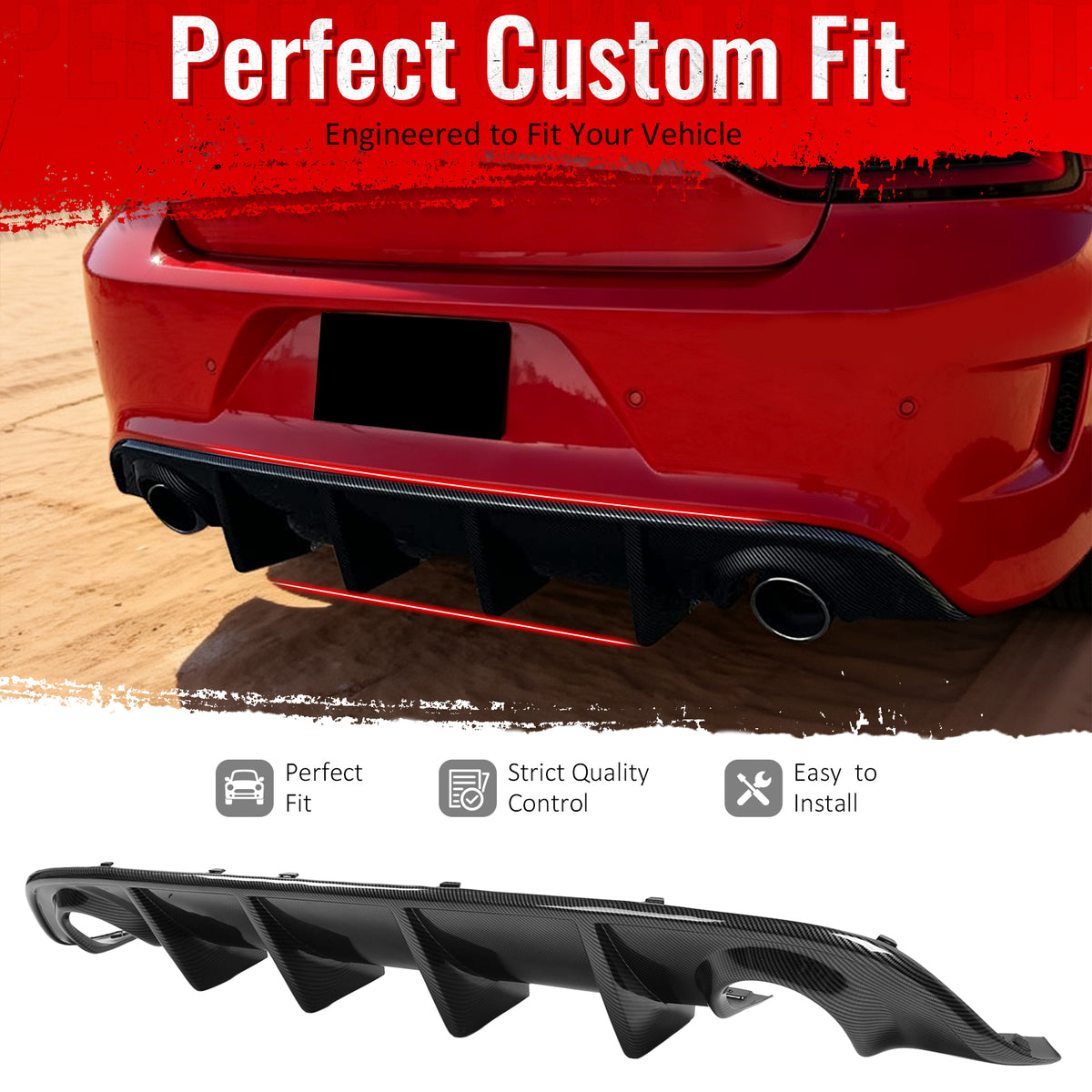 Fit 2015-2023 Dodge Charger SRT Rear Bumper Lip Diffuser Ikon Style