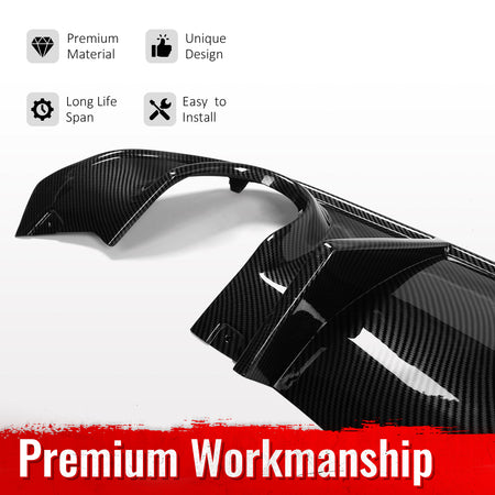 Fits 15-23 Dodge Charger SRT Carbon Fiber Print Rear Bumper Diffuser OE Style PP