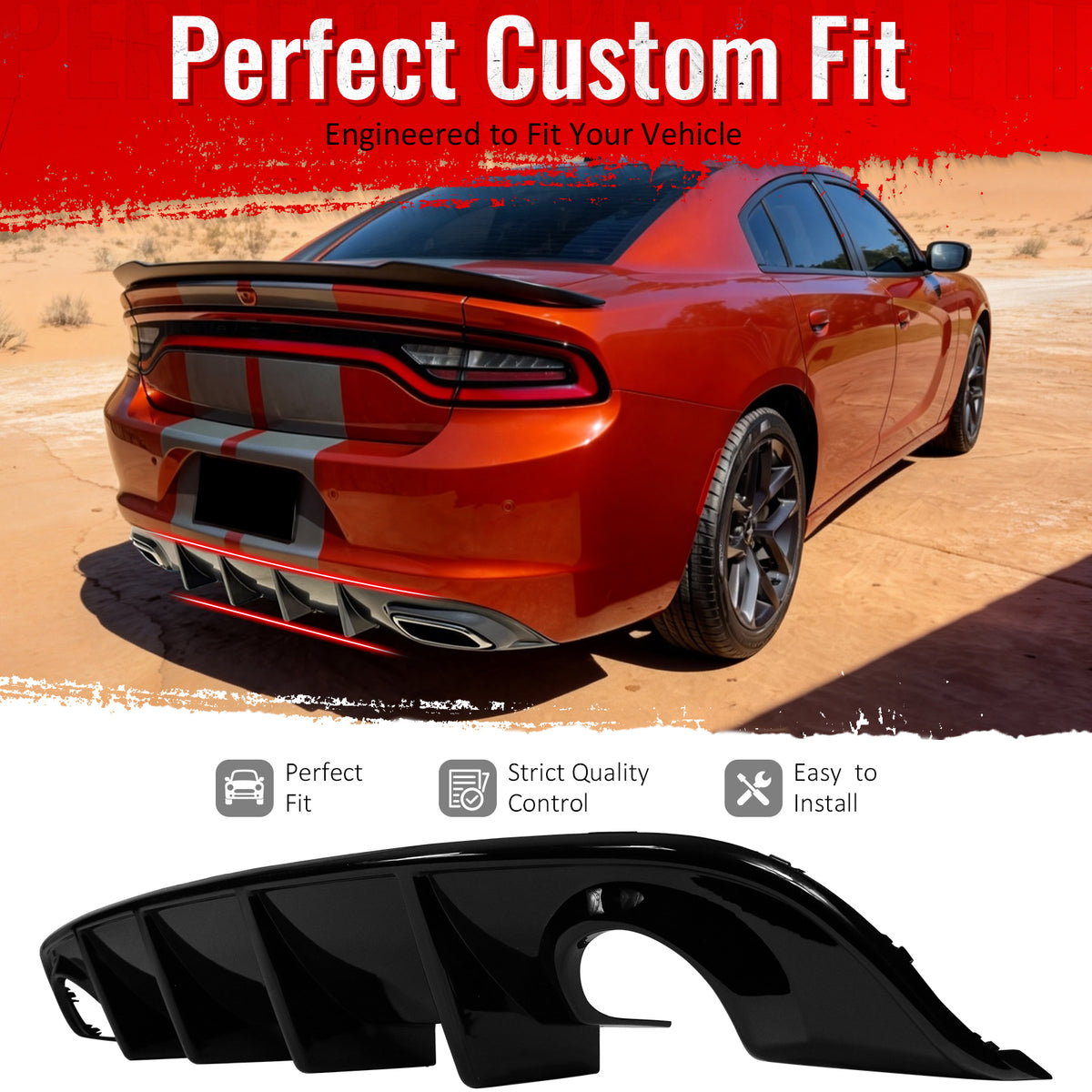 Fit 2015-2023 Dodge Charger SRT Rear Bumper Lip Diffuser